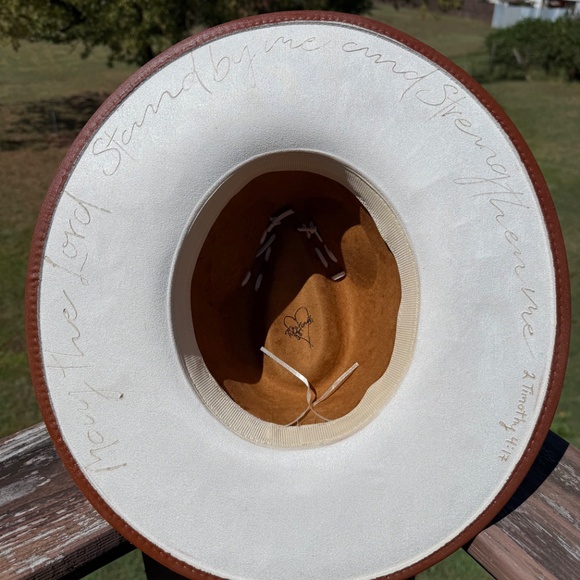 Hand Burned Stand By Me Sheet Music with Bible Verse on Suede hat - Picture 4 of 4